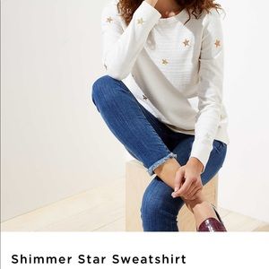 NWT LOFT Brand New Shimmer Stars Sweatshirt